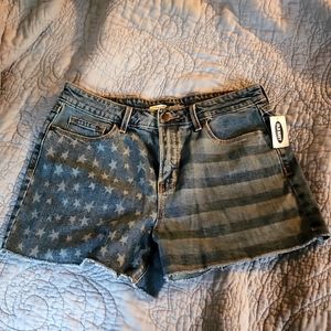 NWT High Rise American Flag Denim Shorts